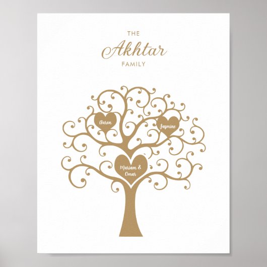 Gold Family Tree Poster (Voorkant)