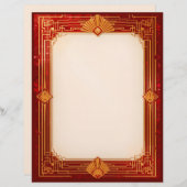 Gold Fan Lijst op rood Briefhoofd (Voorkant / Achterkant)
