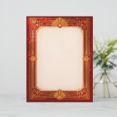 Gold Fan Lijst op rood Briefhoofd (Staand voorkant)