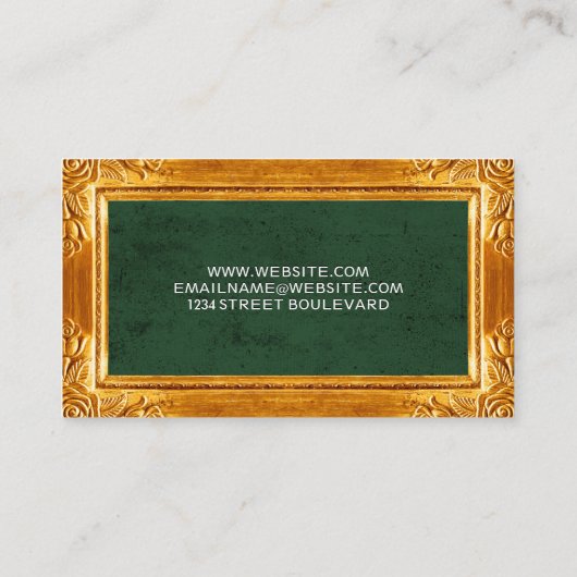 Gold Fancy Border | Groene textuur Visitekaartje (Achterkant)