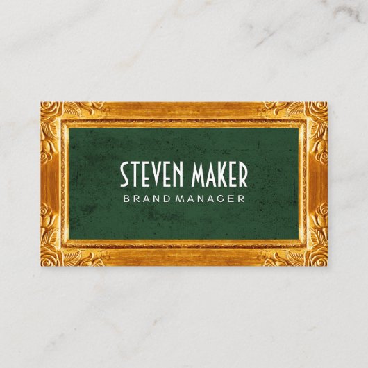 Gold Fancy Border | Groene textuur Visitekaartje (Voorkant)