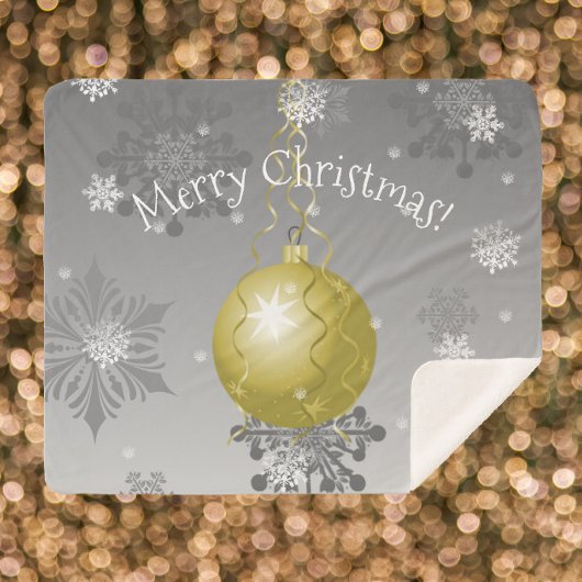 Gold Fancy kerstornament Sherpa Blanket Deken