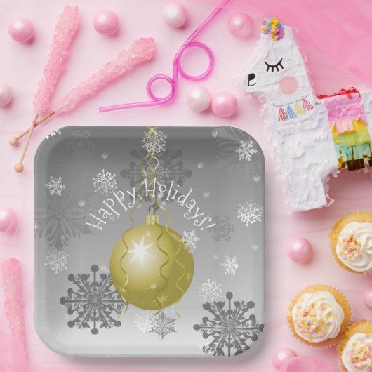 Gold Fancy kerstpapier Bord (Feest)