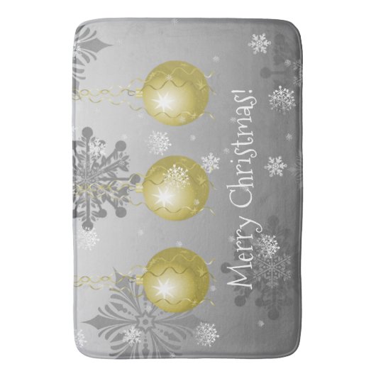 Gold Fancy kerstsieraad Bath Mat (Voorkant Verticaal)