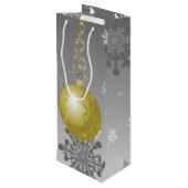 Gold Fancy kerstsiertas met cadeau Wijn Cadeautas (Achterkant Gekanteld)