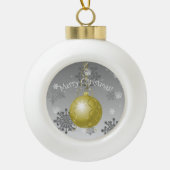 Gold Fancy kerstversiering Keramische Bal Ornament (Voorkant)