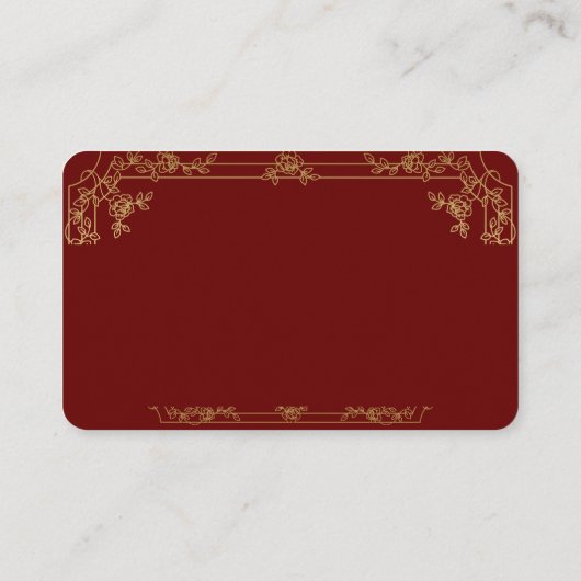 Gold Fancy Lijst Border op een Red Brown Visitekaartje (Achterkant)