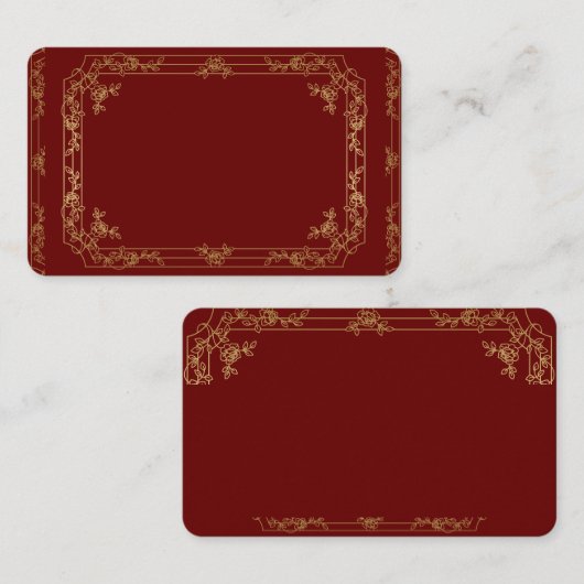 Gold Fancy Lijst Border op een Red Brown Visitekaartje (Voorkant / Achterkant)