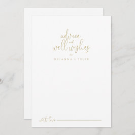 Gold Fancy Script Wedding Well Wishes Advice Card Advieskaart