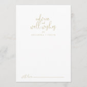 Gold Fancy Script Wedding Well Wishes Advice Card Advieskaart (Voorkant)