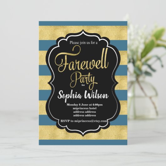 Gold Farewell-partij nodigt uit Kaart (Staand voorkant)