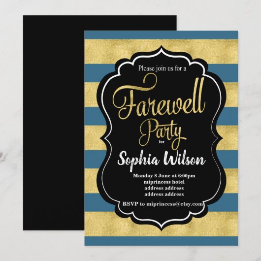 Gold Farewell-partij nodigt uit Kaart (Voorkant / Achterkant)