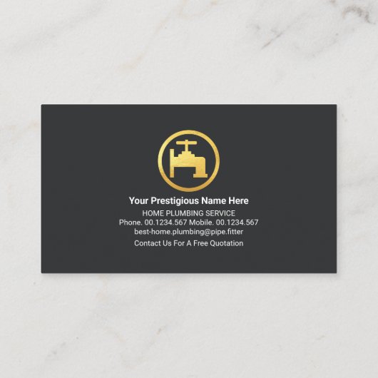 Gold Faucet Home Pipeline Border Visitekaartje (Achterkant)