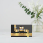 Gold Faucet Water Pipes Home Plumbing Contractor Visitekaartje (Staand voorkant)