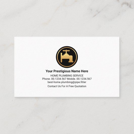 Gold Faucet Water Plumbing Pipeline Visitekaartje (Achterkant)