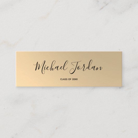 Gold Faux Afstuderen Name Card Mini Visitekaartje (Voorkant)