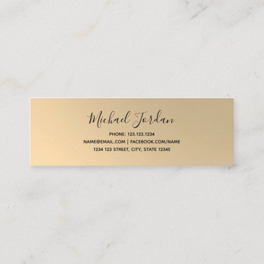 Gold Faux Afstuderen Name Card Mini Visitekaartje (Achterkant)