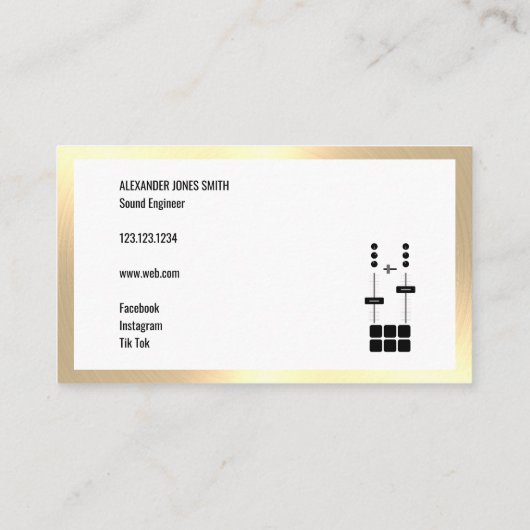 Gold Faux-audio Visitekaartje (Achterkant)