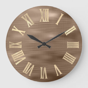 Gold Faux Bronze Stripes Metallic Roman Nummers Grote Klok