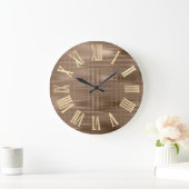 Gold Faux Bronze Stripes Metallic Roman Nummers Grote Klok (Huis)