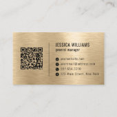 Gold Faux Brushed Metal Professional QR Code Visitekaartje (Achterkant)