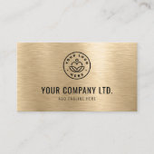 Gold Faux Brushed Metal Professional QR Code Visitekaartje (Voorkant)