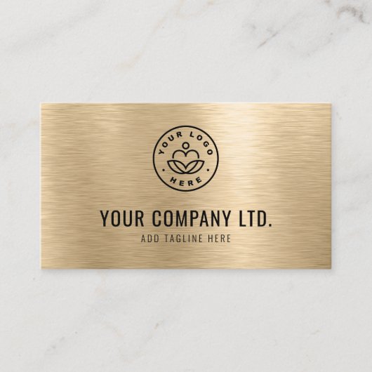 Gold Faux Brushed Metal Professional QR Code Visitekaartje (Voorkant)