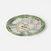 Gold & Faux Diamond & Mint Huwelijk of Jubileum Papieren Bordje (Gekanteld)