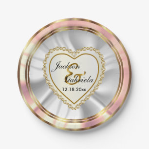 Gold & Faux Diamond & Roos bruiloft of Jubileum Papieren Bordje