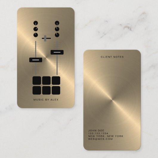 Gold Faux DJ Visitekaartje | Moderne beroepsbeoefe (Voorkant / Achterkant)