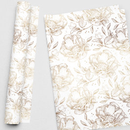 Gold Faux Elegant Hand Drawn Florals Wedding Gift Cadeaupapier