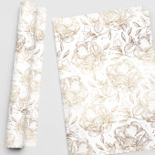 Gold Faux Elegant Hand Drawn Florals Wedding Gift Cadeaupapier