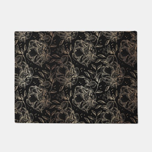 Gold Faux Elegant Hand Drawn Florals Wedding Gift Deurmat (Voorkant)