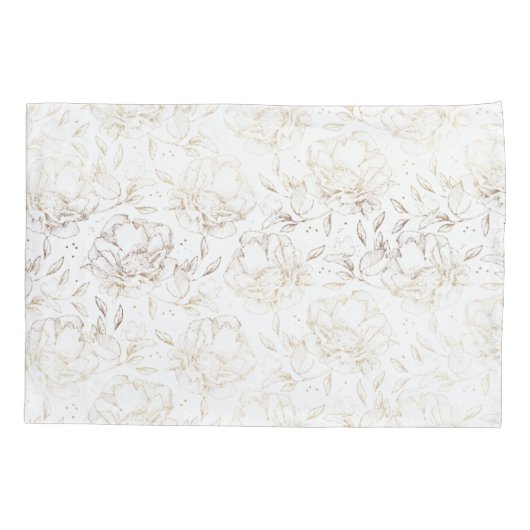 Gold Faux Elegant Hand Drawn Florals Wedding Gift Kussensloop (Achterkant)