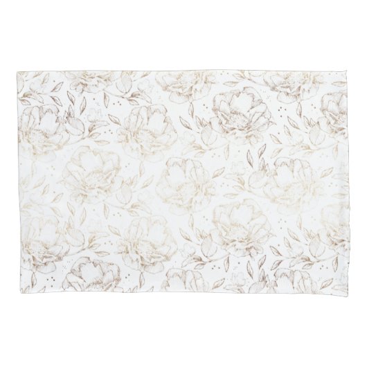 Gold Faux Elegant Hand Drawn Florals Wedding Gift Kussensloop (Voorkant)