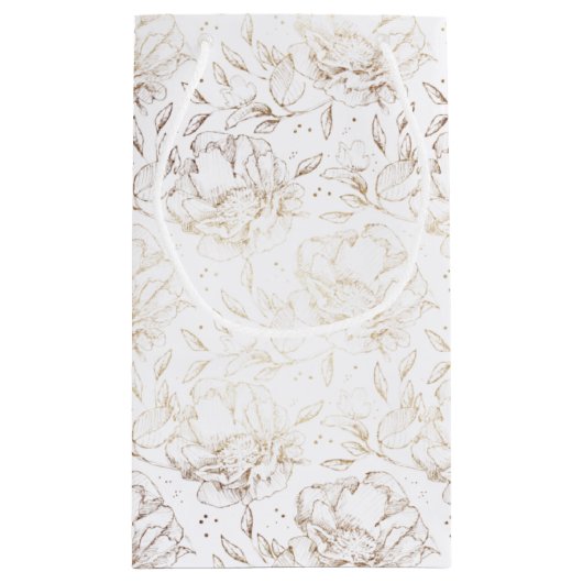 Gold Faux Elegant Hand Drawn Florals Wedding Klein Cadeauzakje (Achterkant)