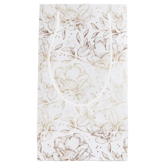 Gold Faux Elegant Hand Drawn Florals Wedding Klein Cadeauzakje (Voorkant)