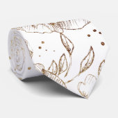Gold Faux Elegant Hand Drawn Florals Wedding Stropdas (Opgerold)