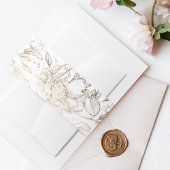 Gold Faux Elegant Hand Drawn Florals Wedding Uitnodigingen Wikkel