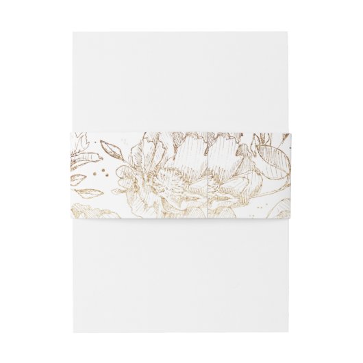 Gold Faux Elegant Hand Drawn Florals Wedding Uitnodigingen Wikkel (Achterkant Voorbeeld)