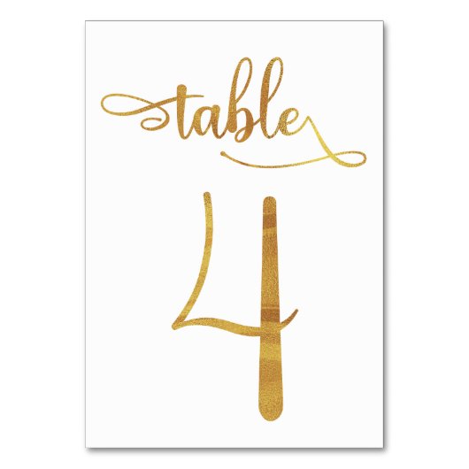 Gold faux foil 3.5x5-nummerkaart | Tabel 4 Kaart (Voorkant)