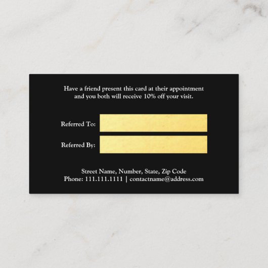 Gold Faux Foil Brush Reference Card Aanbevelingskaartje (Achterkant)