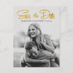 Gold Faux Foil Confetti Save the Date Briefkaart