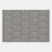 Gold Faux Foil Merry Christmas Grey Inpakpapier Vel (Voorkant 2)