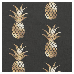 Gold Faux Foil Pineapple Fabric Stof
