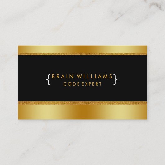 Gold Faux Foil Web Computer Professional Elegant Visitekaartje (Voorkant)