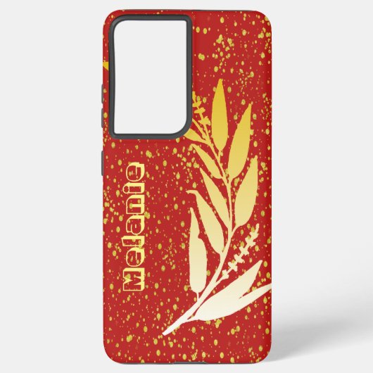 Gold Faux Foliage Glitter Elegant Samsung Galaxy Hoesje (Achterkant)