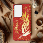 Gold Faux Foliage Glitter Elegant Samsung Galaxy Hoesje<br><div class="desc">Glittery red custom Phone case voor nieuwjaar/andere gelegenheden. De afbeelding heeft goudnevel,  foliage op rode achtergrond. De naam kan met uw keus van doopvont en manuscript worden aangepast. Ideaal geschenk voor je vriend/vriendin/metgezel/persoon.</div>