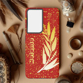 Gold Faux Foliage Glitter Elegant Samsung Galaxy Hoesje