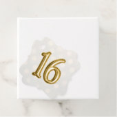 Gold Faux Folie 16 en Bokeh Shimmer Bedankjes Labels (In situ)